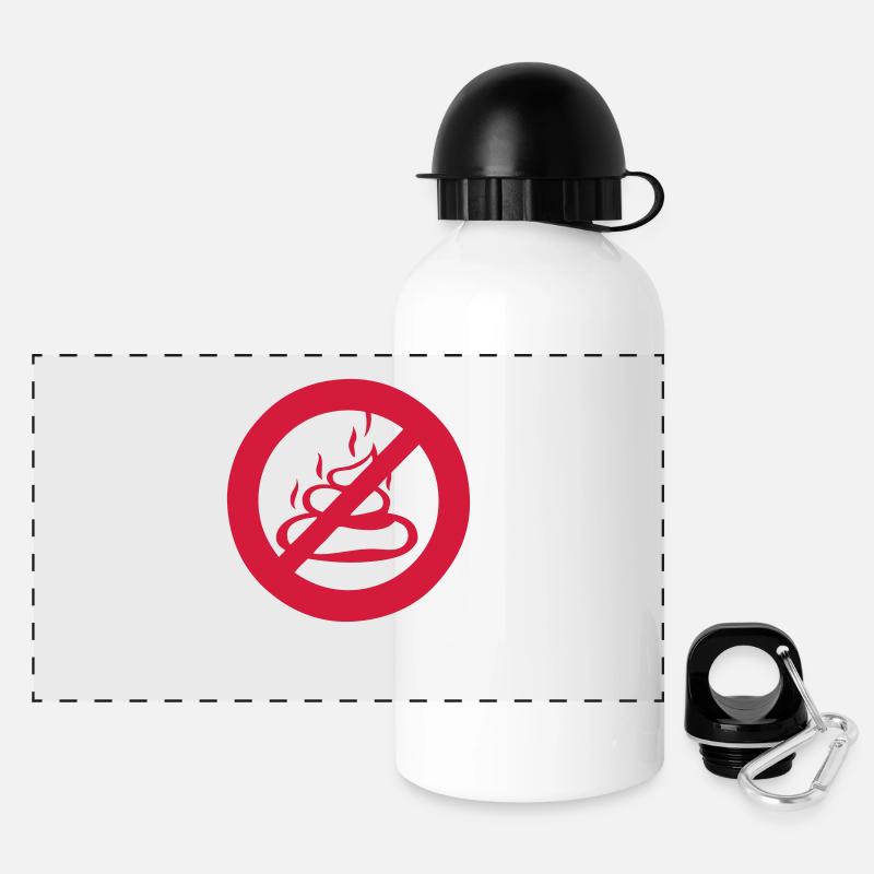 panneau interdit panneau chier caca merde - Gourde panoramique avec couvercle 500 ml - blanc