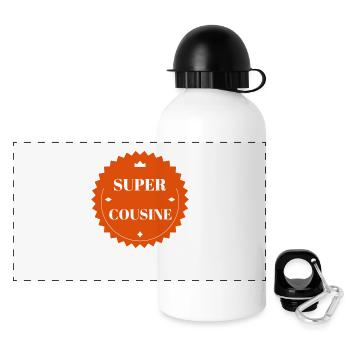 Onkel / Tante / Vetter / Cousin / Kusine - Panorama Trinkflasche mit Deckel 500 ml - Weiß - Vorne