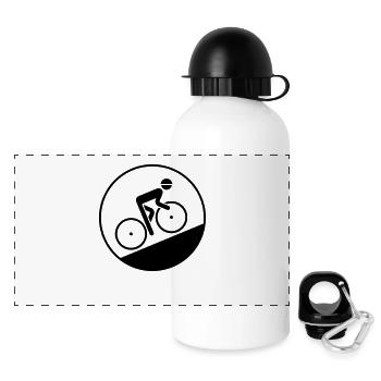 Cyclist Bicyclist Biker (Racing Bicycle / Uphill) - Panoramic Thermal Bottle with Lid 500 ml - white - Front