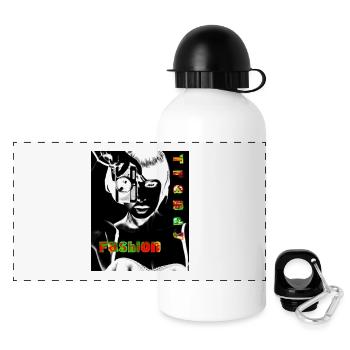Stylish Fashion Trend with Futuristic Look - Panoramic Thermal Bottle with Lid 500 ml - white - Front