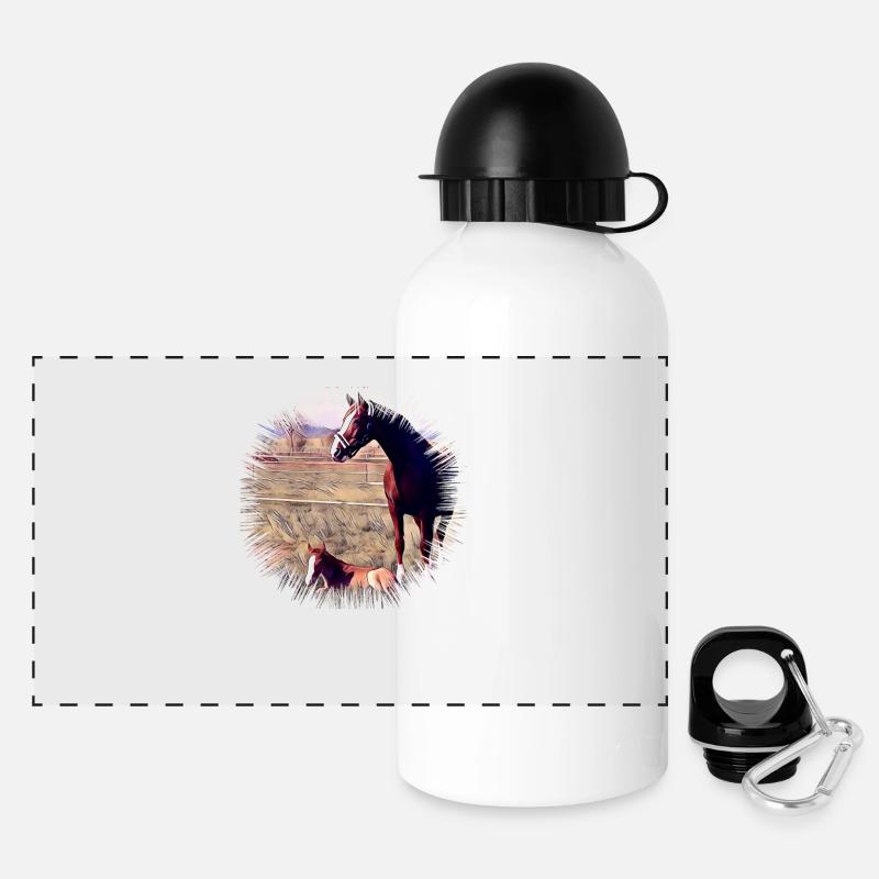 Cheval - Gourde panoramique avec couvercle 500 ml - blanc