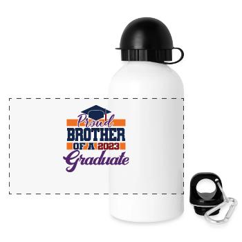 Stolzer Bruder eines Abschlussgeschenks 2023 - Panorama Trinkflasche mit Deckel 500 ml - Weiß - Vorne