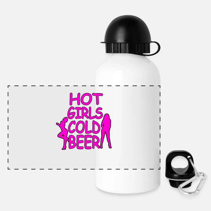 Bier - Panorama Trinkflasche mit Deckel 500 ml - Weiß