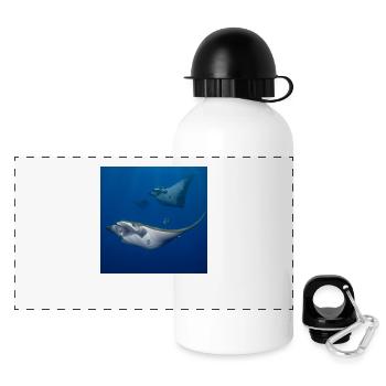 Mantas auf den Azoren - Panorama Trinkflasche mit Deckel 500 ml - Weiß - Vorne