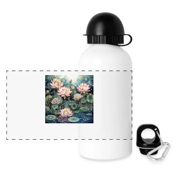 Water lilies - Panoramic Thermal Bottle with Lid 500 ml - white - Front