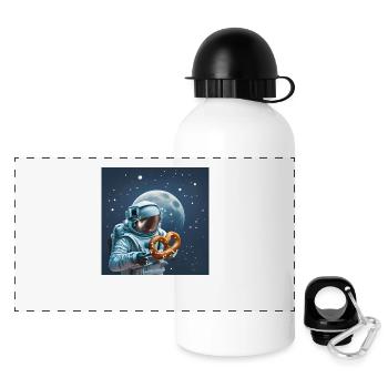 Astronaute Bretzel - Gourde panoramique avec couvercle 500 ml - blanc - Devant