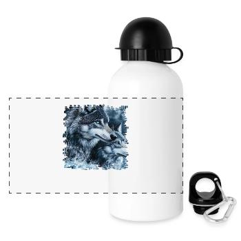 La peur des loups est ancrée dans nos gènes - Gourde panoramique avec couvercle 500 ml - blanc - Devant