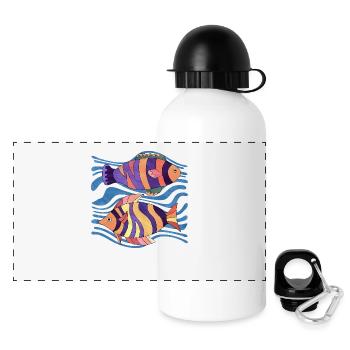 Fische - Panorama Trinkflasche mit Deckel 500 ml - Weiß - Vorne