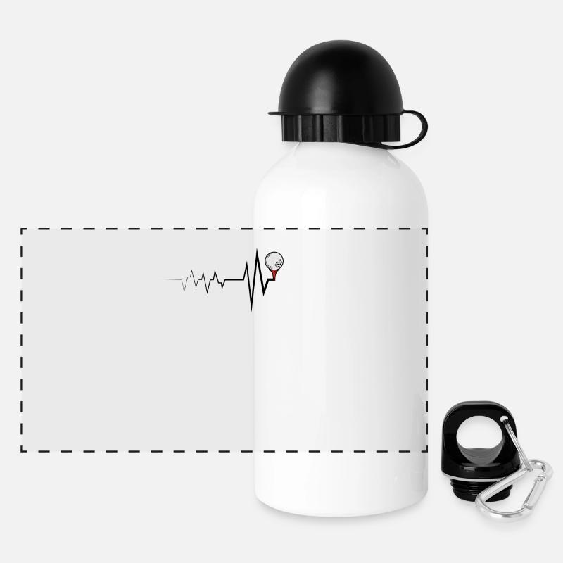Golf Heartbeat Gift for Golfer - Panoramic Thermal Bottle with Lid 500 ml - white