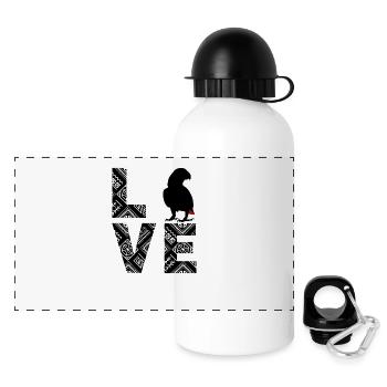 African Grey Parrot Love - Panoramic Thermal Bottle with Lid 500 ml - white - Front