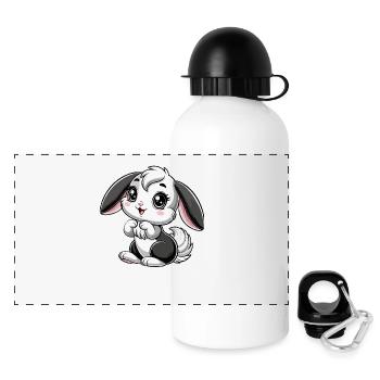 Girl rabbit - Panoramic Thermal Bottle with Lid 500 ml - white - Front