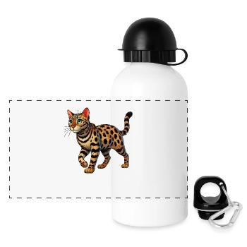 Chat Bengal - Gourde panoramique avec couvercle 500 ml - blanc - Devant