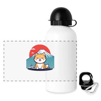 Japanese Dog, Dog lover shirt, Bags, Tank, Stikers - Panoramic Thermal Bottle with Lid 500 ml - white - Front