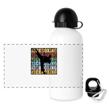 KICK BOXING sport man Strong - Panoramic Thermal Bottle with Lid 500 ml - white - Front