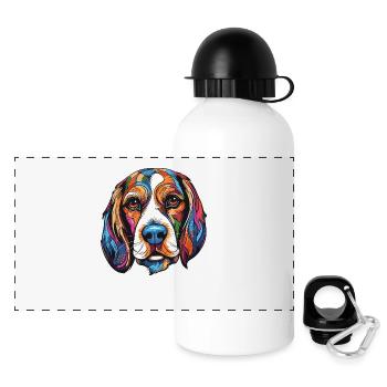 Beagle Hund Portrait - Panorama Trinkflasche mit Deckel 500 ml - Weiß - Vorne