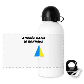 Ancrée dans le bonheur - Gourde panoramique avec couvercle 500 ml - blanc - Devant