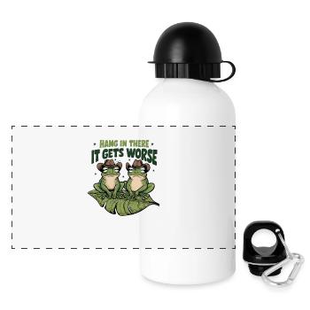 Hang In There It Gets Worse Cartoon Frosch Design - Panorama Trinkflasche mit Deckel 500 ml - Weiß - Vorne