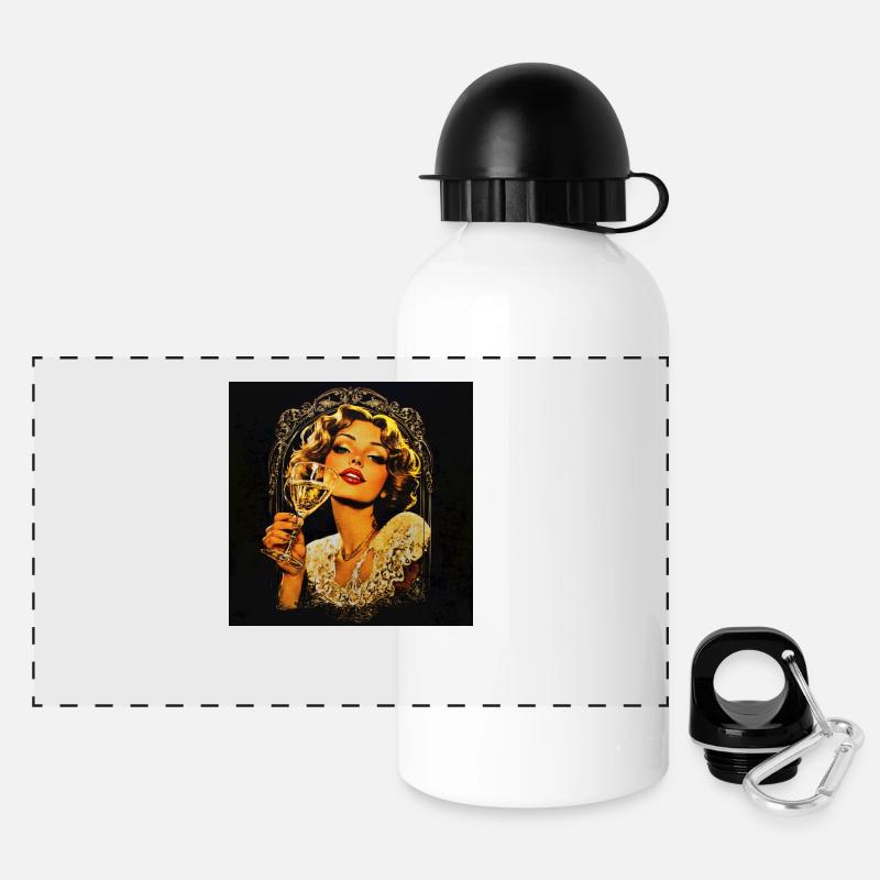 Vintage girl - Panorama Trinkflasche mit Deckel 500 ml - Weiß