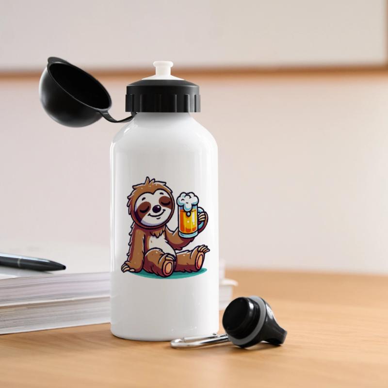 faultier bier comic Panorama Trinkflasche mit Deckel 500 ml