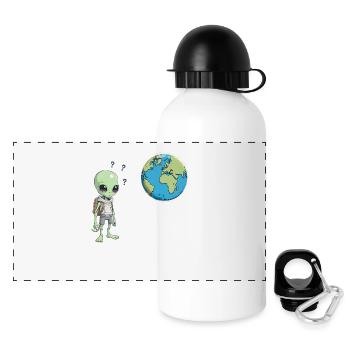 L’extraterrestre et la Terre - Gourde panoramique avec couvercle 500 ml - blanc - Devant