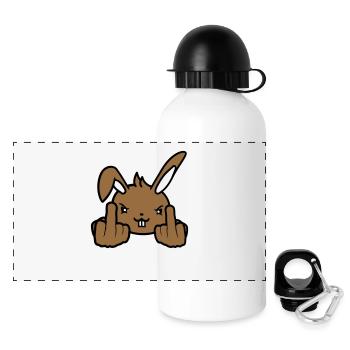 Bunny Middle Finger Show Nasty Naughty Insulting - Panoramic Thermal Bottle with Lid 500 ml - white - Front