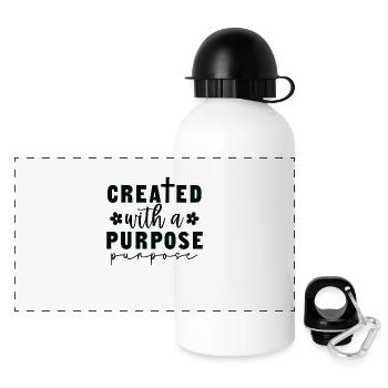 Created with a purpose - Panorama Trinkflasche mit Deckel 500 ml - Weiß - Vorne