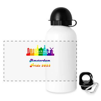 Pride 2025 Amsterdam - Panorama Trinkflasche mit Deckel 500 ml - Weiß - Vorne