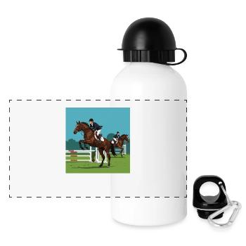Die Faszination des Springreitens erleben - Panorama Trinkflasche mit Deckel 500 ml - Weiß - Vorne