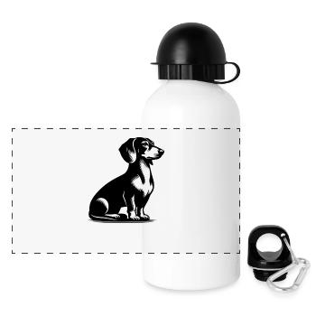 Classic hunting dog vintage dachshund drawing - Panoramic Thermal Bottle with Lid 500 ml - white - Front