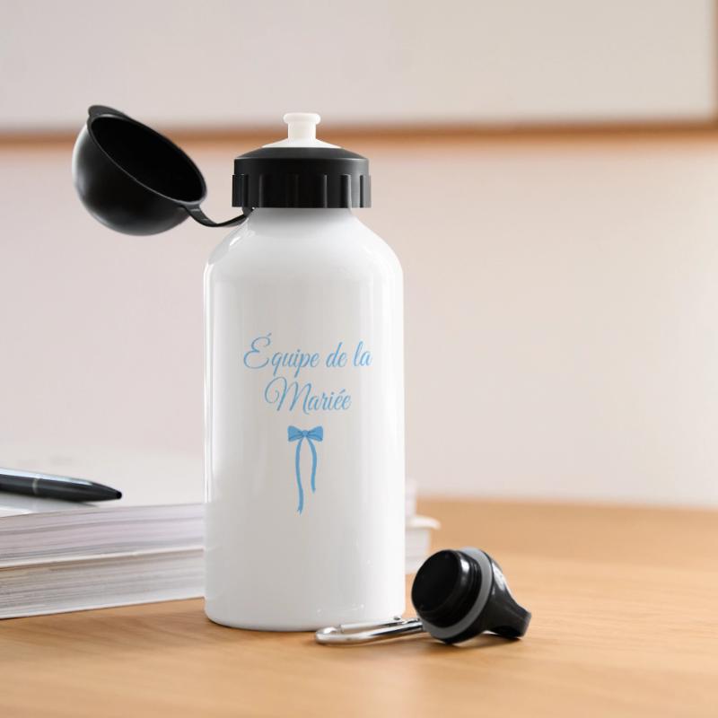 Team Die Braut Blaue Schleife Panorama Trinkflasche mit Deckel 500 ml