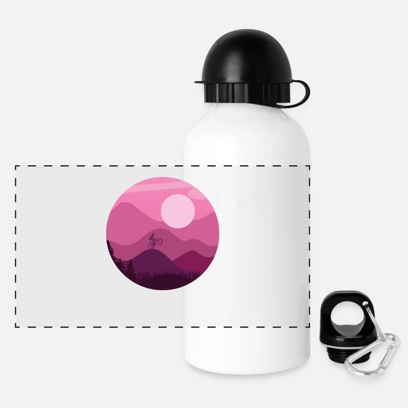 Mountainbiker - Panorama Trinkflasche mit Deckel 500 ml - Weiß