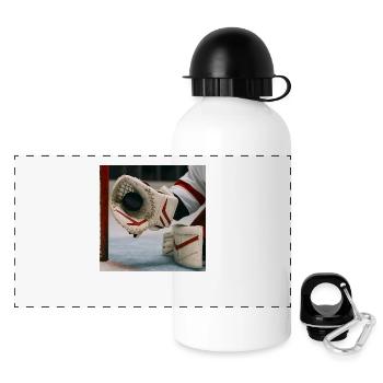Sports - hockey, goalie picks up the puck - Panoramic Thermal Bottle with Lid 500 ml - white - Front