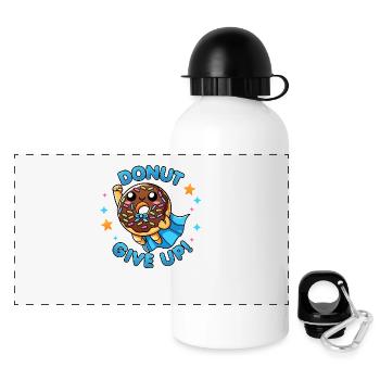Kawaii Captain Donut Give Up Funny Food Hero - Panorama Trinkflasche mit Deckel 500 ml - Weiß - Vorne