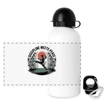 Discipline Meets Peace - Panorama Trinkflasche mit Deckel 500 ml - Weiß - Vorne