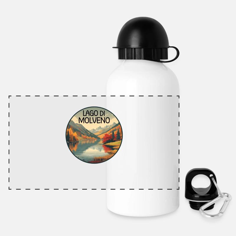 Lago di Molveno - Panorama Trinkflasche mit Deckel 500 ml - Weiß