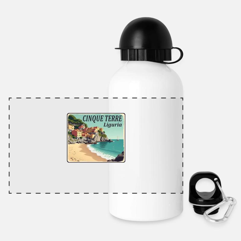 Cinque Terre - Panorama Trinkflasche mit Deckel 500 ml - Weiß
