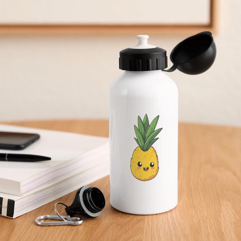Pineapple content, innocent and cute expression Panoramic Thermal Bottle with Lid 500 ml