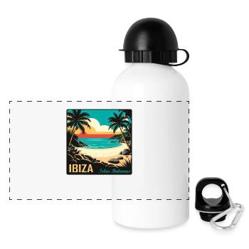 Ibiza Balearic Islands - Panoramic Thermal Bottle with Lid 500 ml - white - Front