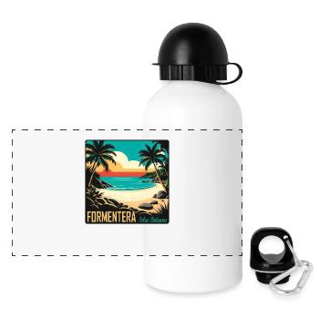 Formentera Balearen - Panorama Trinkflasche mit Deckel 500 ml - Weiß - Vorne