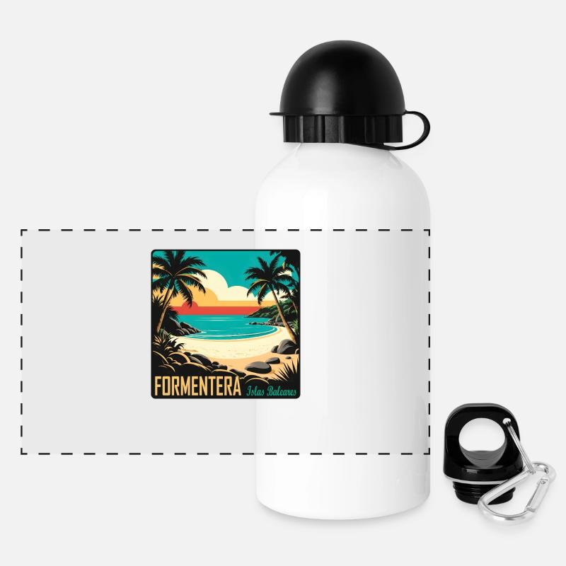 Formentera Balearen - Panorama Trinkflasche mit Deckel 500 ml - Weiß