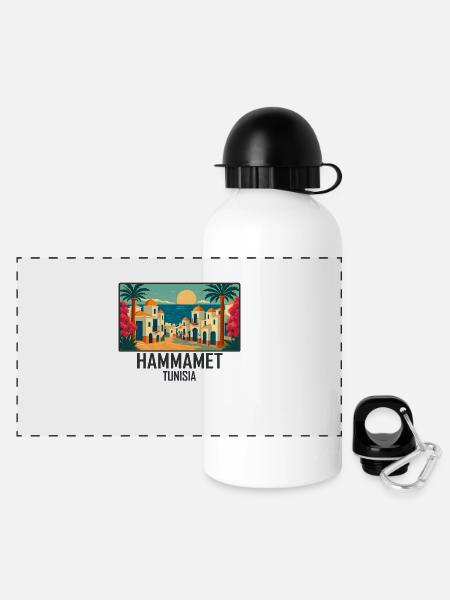 Hammamet, Tunisie - Gourde panoramique avec couvercle 500 ml - blanc