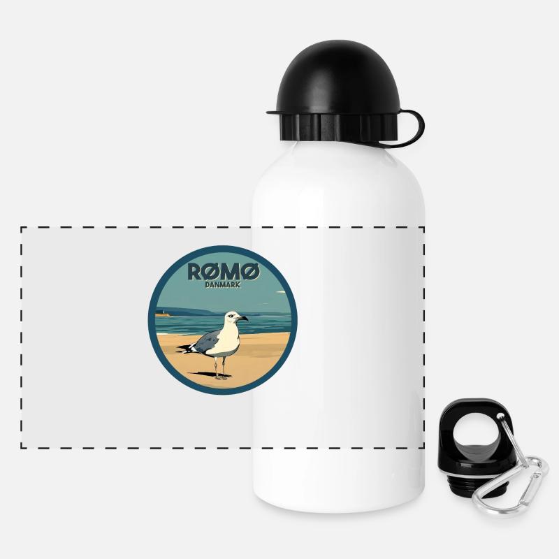 Römö Dänemark - Panorama Trinkflasche mit Deckel 500 ml - Weiß