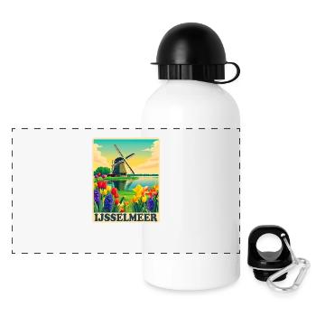 Moulin à vent d’Ijsselmeer Holland - Gourde panoramique avec couvercle 500 ml - blanc - Devant