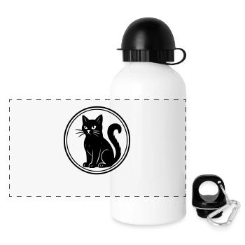 schwarze Katze - Panorama Trinkflasche mit Deckel 500 ml - Weiß - Vorne