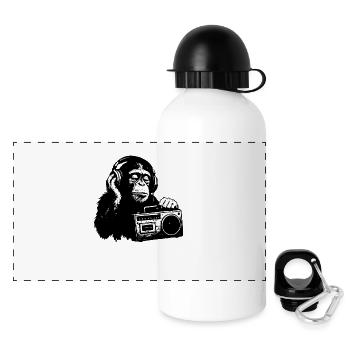 Monkey with cassette recorder - Panoramic Thermal Bottle with Lid 500 ml - white - Front