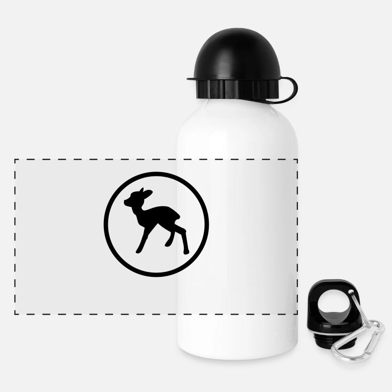 Reh - Panorama Trinkflasche mit Deckel 500 ml - Weiß
