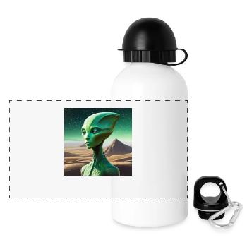 Alien vert - Gourde panoramique avec couvercle 500 ml - blanc - Devant