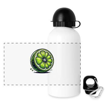 Citron vert artistique – Illustration fruitée - Gourde panoramique avec couvercle 500 ml - blanc - Devant