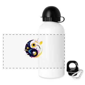 Yin Yang - Panorama Trinkflasche mit Deckel 500 ml - Weiß - Vorne