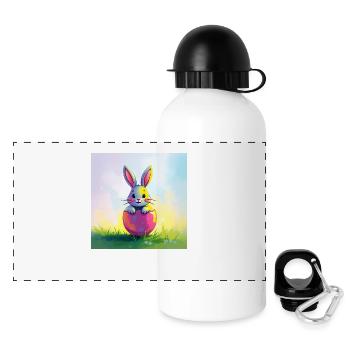 Ostern und süßer Hase - Panorama Trinkflasche mit Deckel 500 ml - Weiß - Vorne